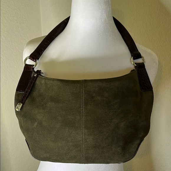 Ralph Lauren Handbags - RALPH LAUREN GREEN SUEDE LEATHER,  ANIMAL PRINT LEATHER STRAPS PURSE